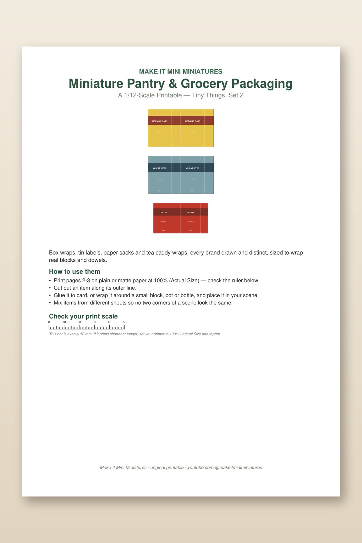 Miniature Pantry & Grocery Packaging Printable 1:12 Scale
