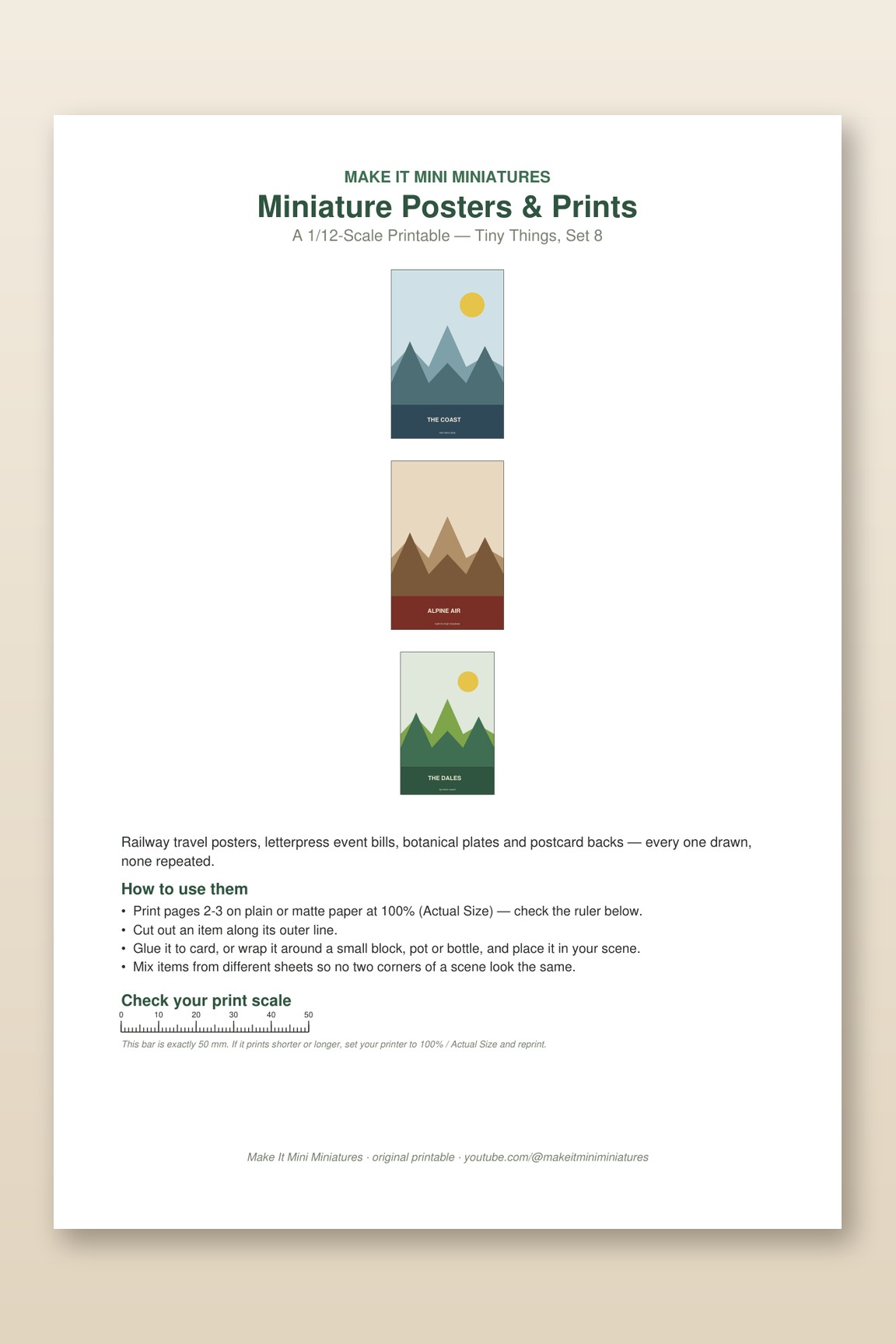 Miniature Posters & Prints Printable 1:12 Scale